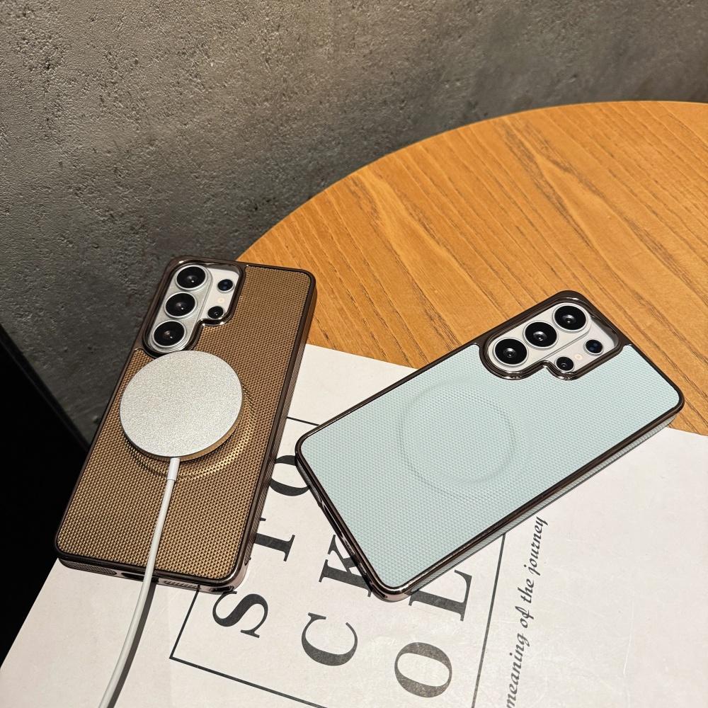 Leather Magnetic For Magsafe Case Samsung S26 S25 S24 FE S23 S22 Ultra Plus Cooling Soft Bumper Shockproof Protect Cover