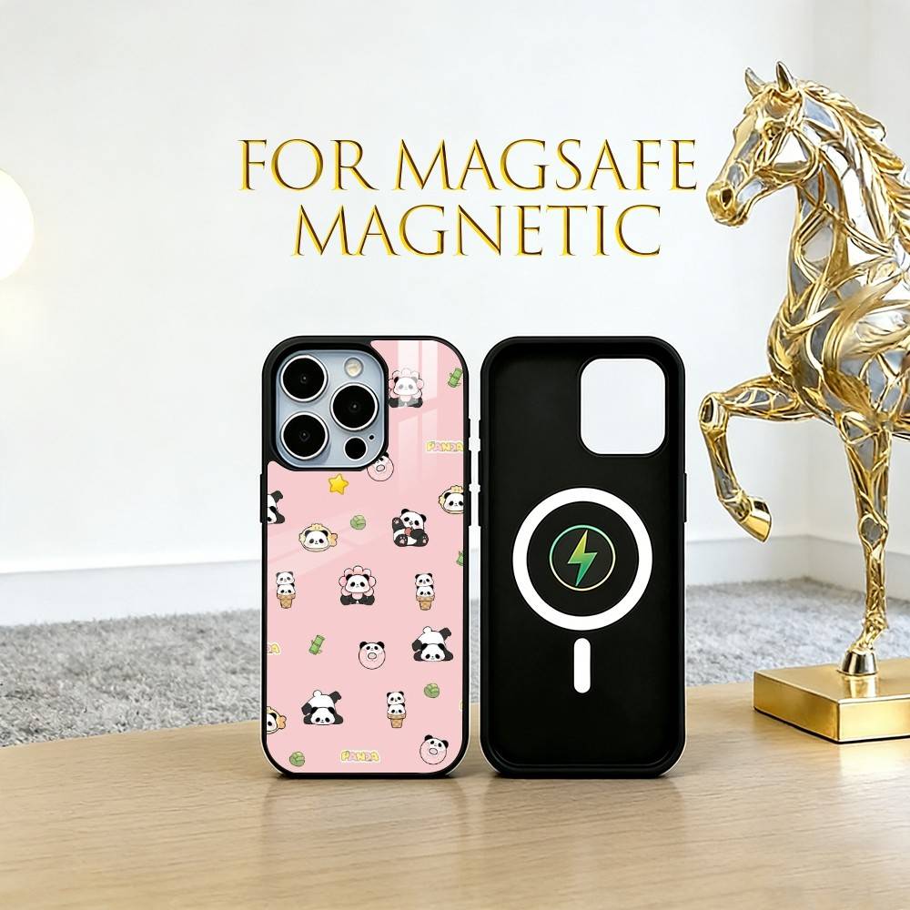 Chibi Panda Phone Case For iPhone17,16,15,14,13,12,11 Plus,Pro Magnetic For Magsafe Wireless Charging