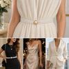 Stretch Elastic Band Pearl Waist Chain Pearl Beads Elastic Waistband Rhinestone Decor Strap  Party