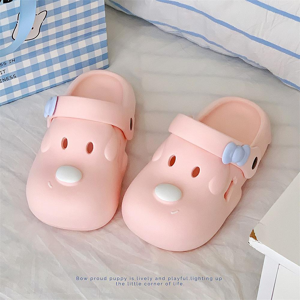 

Модные женские модные клоги, домашние уличные тапочки, милый бантик, мультяшная собачка, мягкие EVA, сандалии для ежедневной ходьбы для девочек, женские пляжные шлепанцы 36-37 розовый