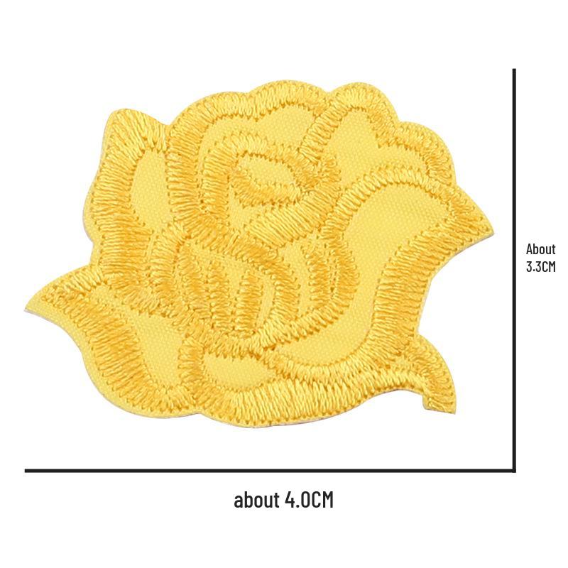 Self-Adhesive Small Embroidered Rose Patch - Fabric Jacket Label & Journal Decoration