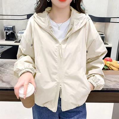 Women's Lapel Loose Solid Color Zipper Long Sleeve Sun Protection Jacket