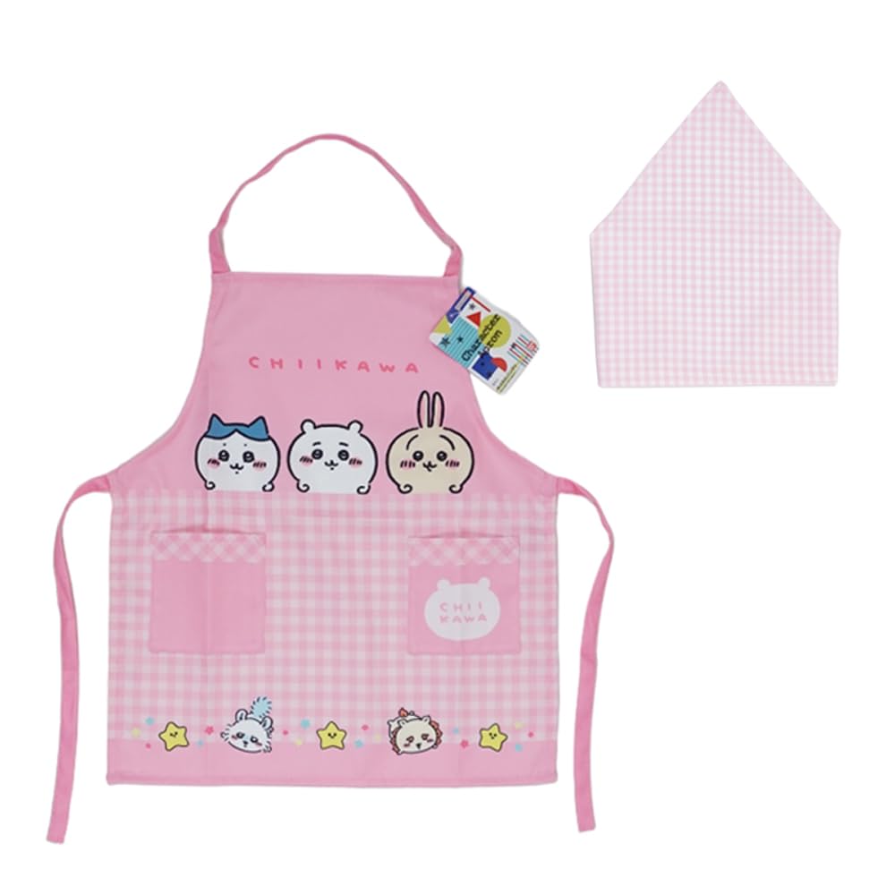 

Toraichi Chiikawa Apron and Bandana Hachiware Can be worn by For nursery school entrance [Nomune Shoten] Children s Set, Rabbit, 110cm, oneself, Cute, розовый