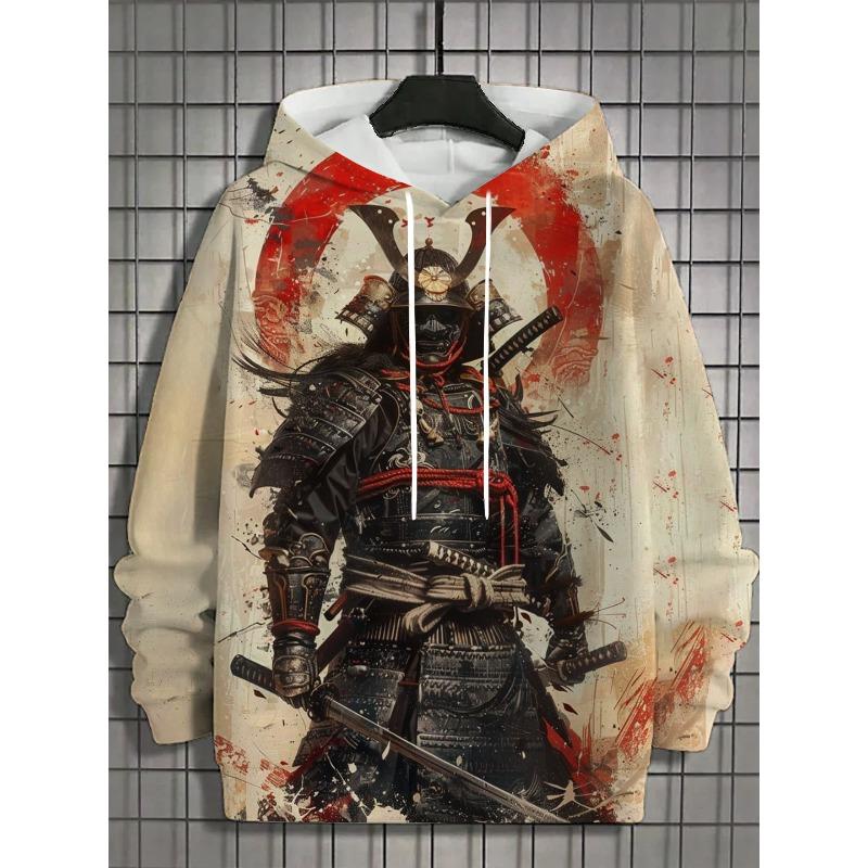 2025 Autumn Men's 3D Japanese Samurai Print Hoodie Men's and Women's Casual Fashion Men's Hoodie Street Men's Tops