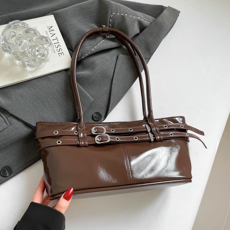 Belt Design Shoulder Bag Famous Brand Handbag Underarm Bag High Quality Pu Leather Lady Bag Big Storage Tote Red Wedding Bag