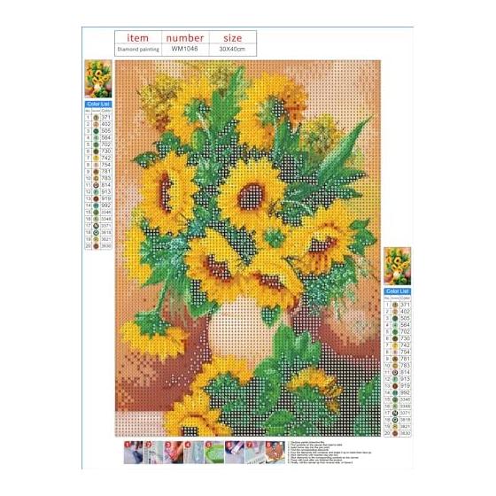LEADINTOP Diamond Art Kit Flower Sunflower Mosaic Art Full Paste Diamond Painting Diamond Beads Popular Bead Art Bead Painting Cute Stylish Adults