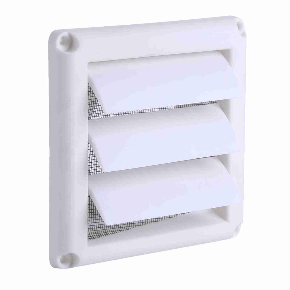 White Exhaust Vent Cover With Net Ventilation Grill Active Louver Dryer Outlet Cover  House Outside