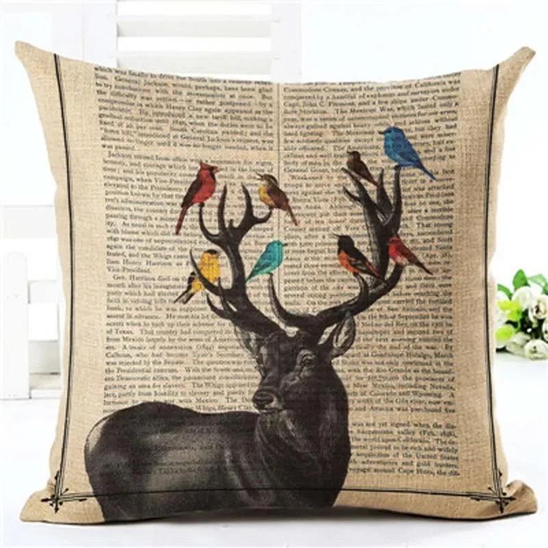 Drop Shipping Custom Elk New 24 Styles Linen Pillow Cover Geometric Deer Cushion Cover Nordic Style Home Decorative Pillow Case