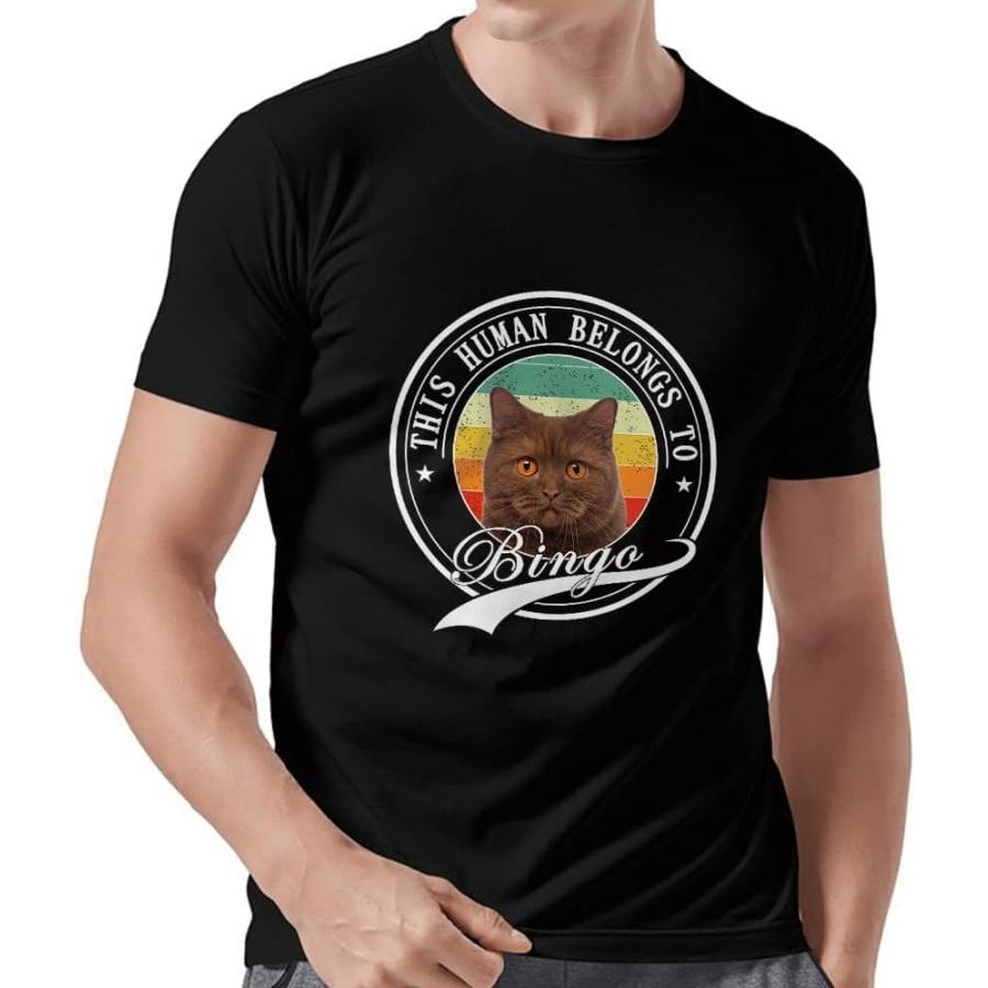 British Shorthair Cat Rainbow T-Shirt Personalized Short Sleeve Shirt for Men This Human Belongs to Multi Colors XXXXXL разноцветный