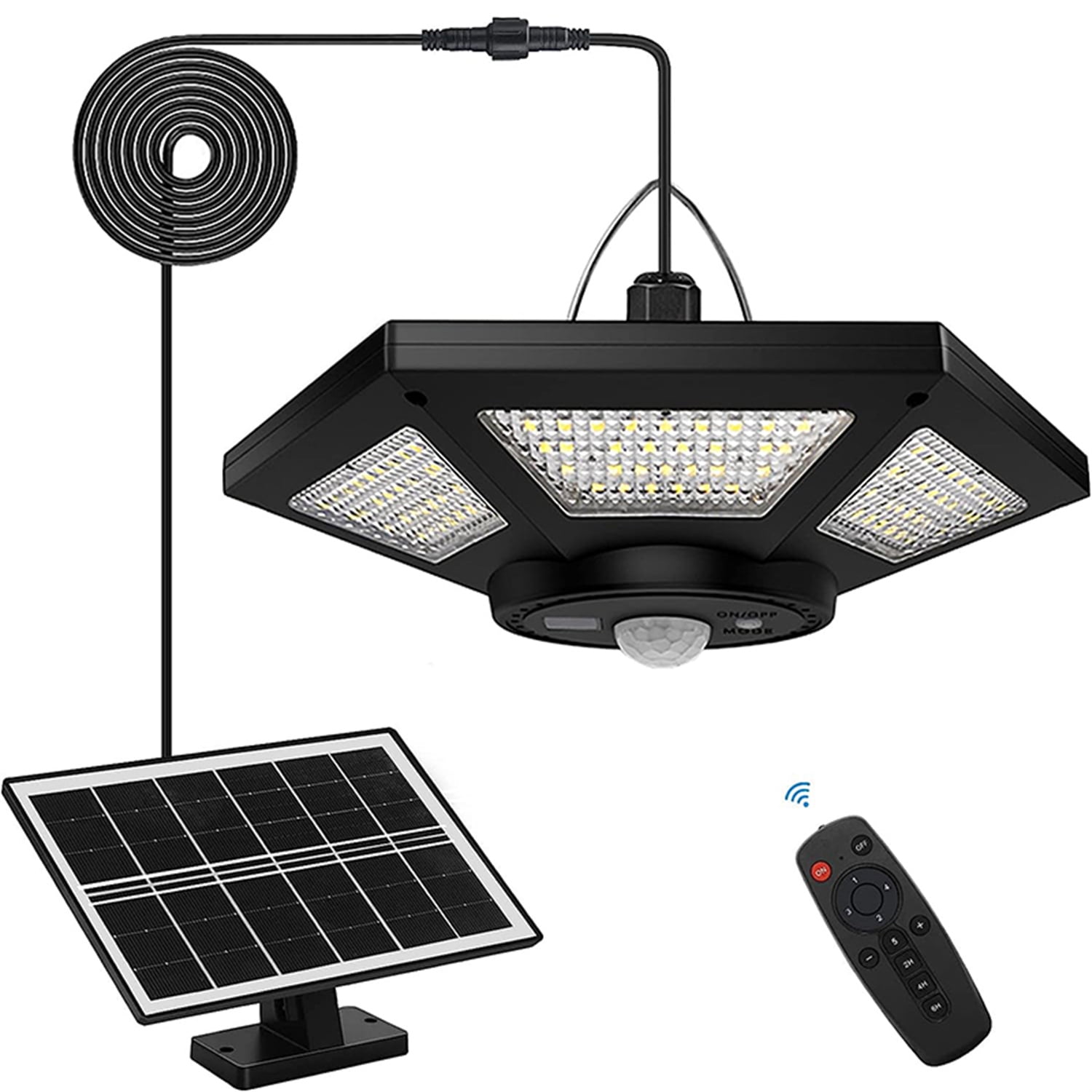 Luci Solari per Capanno Luce a Sospensione Solare Interno Esterno, 50000 LM Luci Solari per Interni con Sensore di Movimento e Telecomando per Capanno