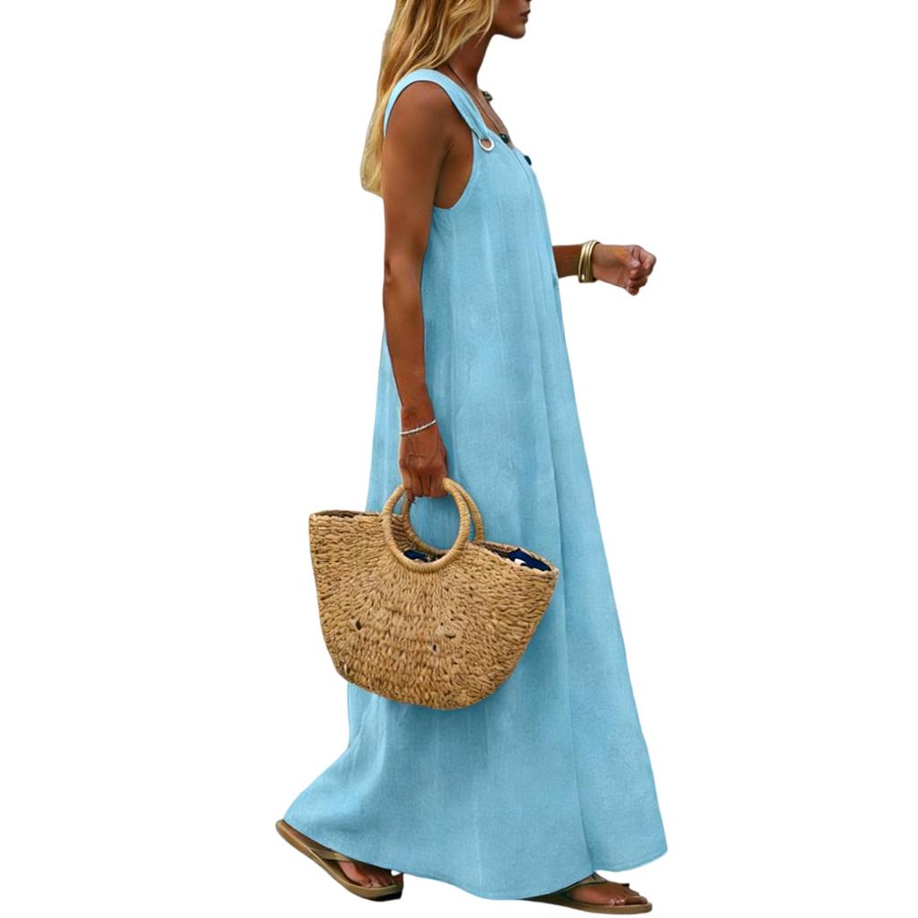 Women's Fashion Color Dress Strapless Sleeveless Dress