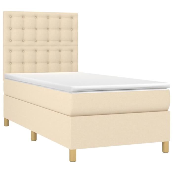 3142614 vidaXL Divan Bed with Mattress Cream 80x200 Cm Fabric
