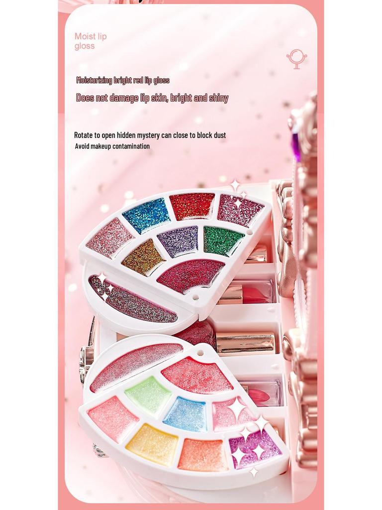 Children's Makeup Toy Set: Pretend Play Dressing Table with Lipstick & Nail Art