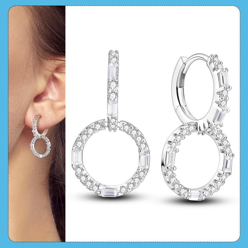Stars Moon Sun Stud Earrings 925 Silver Hoop Earring Zircon For Women Making Jewelry Gift For Girl Women