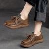 Zapatos huecos, sandalias de mujer de cuero genuino, zapatos transpirables concisos hechos a mano con cordones Retro para primavera y verano