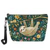 Ladies Custom Pu Cosmetic Bag Printed Sloth Picture On Both Sides Portable Travel Toilet Bag