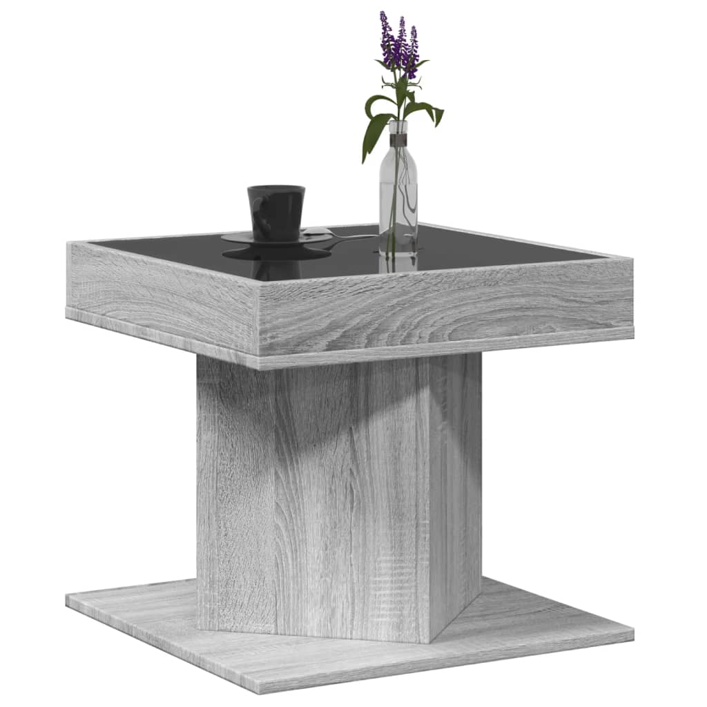 LED Coffee Table Grey Sonoma 50 x 50 x 45 cm Particleboard