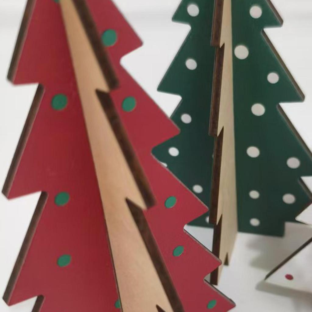 Desk Christmas Tree 3 Pieces Wooden Home Decor Small Christmas Trees Cute Table Decor For Party Decorations Mantel Shelf Desk