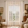 1 Panel Sheer Lace Curtain, Vintage Floral Lace Curtain with Rod Pocket, Light Filtering Window Curtain Panel for Living Room Bedroom Window Closet