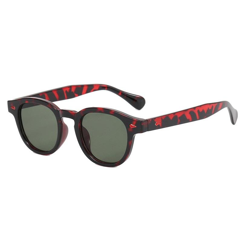 High Quality Fashion Retro Round Sun Glasses Women Rivets Decoration Men Shades UV400 Punk Leopard Sun Glasses