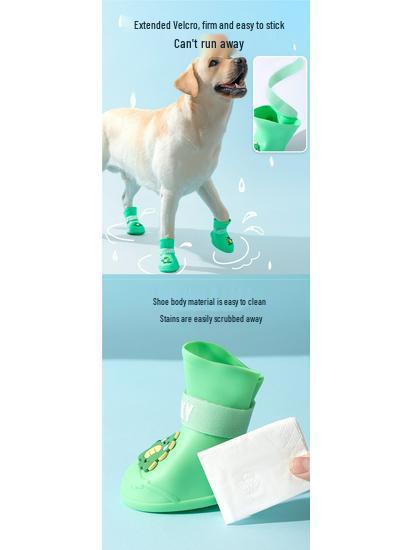 Durable Waterproof Silicone Non-Slip Dog Rain Boots for Large Dogs - Cartoon Design