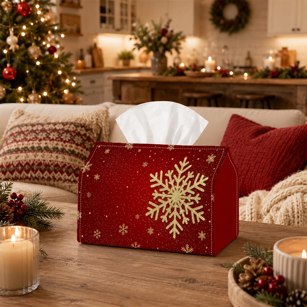 1pc Christmas Classic Winter Magic Tissue Box with Snowflake Starry Night Scene - Napkin Storage Organizer for Kitchen, Car, Elegant Decorative Box, P