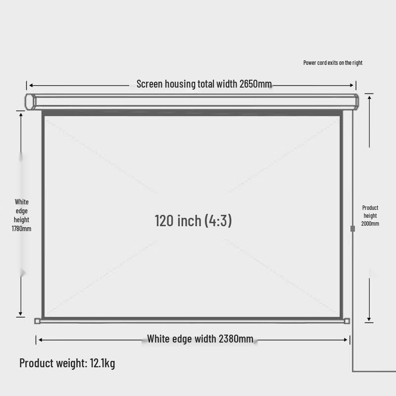 Deli 120-inch 4:3 Electric Projector Screen