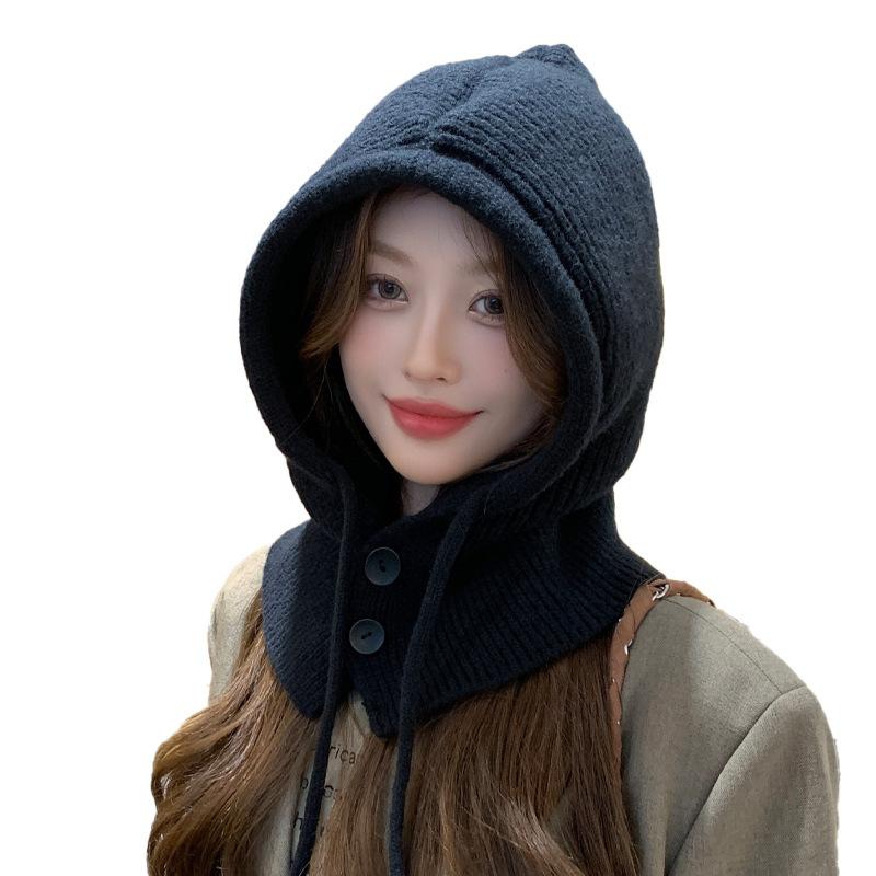 Hat scarf integrated hat women's fashion warm balaclava hat knitted scarf