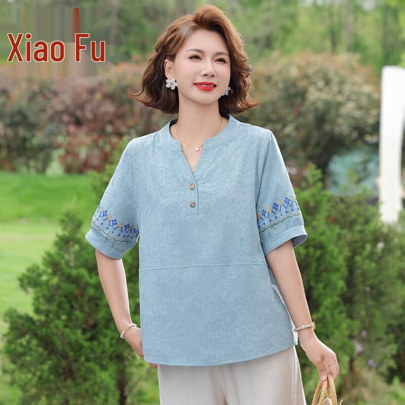 Women s Loose Fit Floral Embroidered Summer Top 2XL