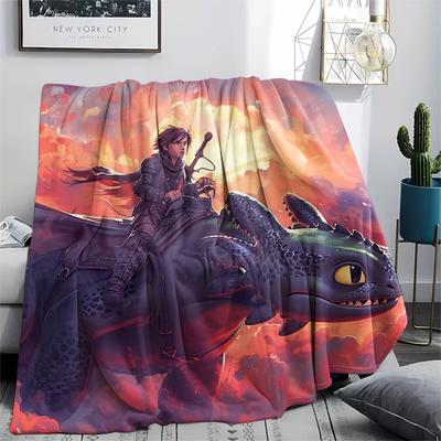 How To Train Your Dragon Pattern Flannel Blanket, High Quality Comfortable for All Seasons, Home Decor, Warmth and Comfort, Perfect for Gifts.