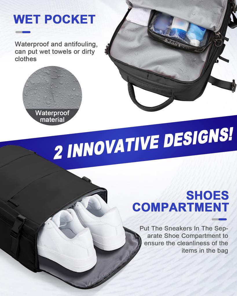 Large Capacity 15.6 Laptop Waterproof Backpack Bag Carry On Airplane Cabin Travel Backpack, Men's Business Laptop Bag Travel Bag