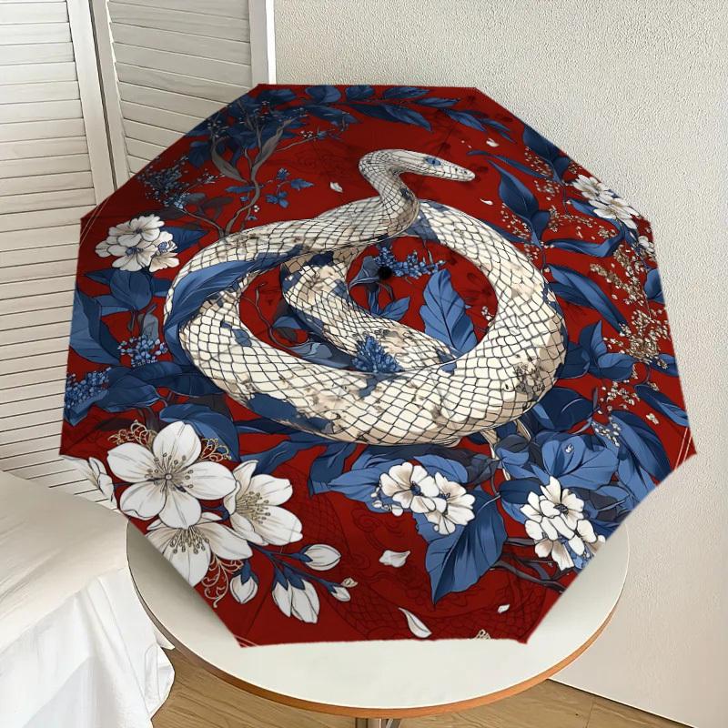 1PC Snake Flowers Umbrella-8-Rib Reinforced Portable Folding Travel Suitable for All Seasons Outdoor Daily Use Is an Ideal Choice -K0416