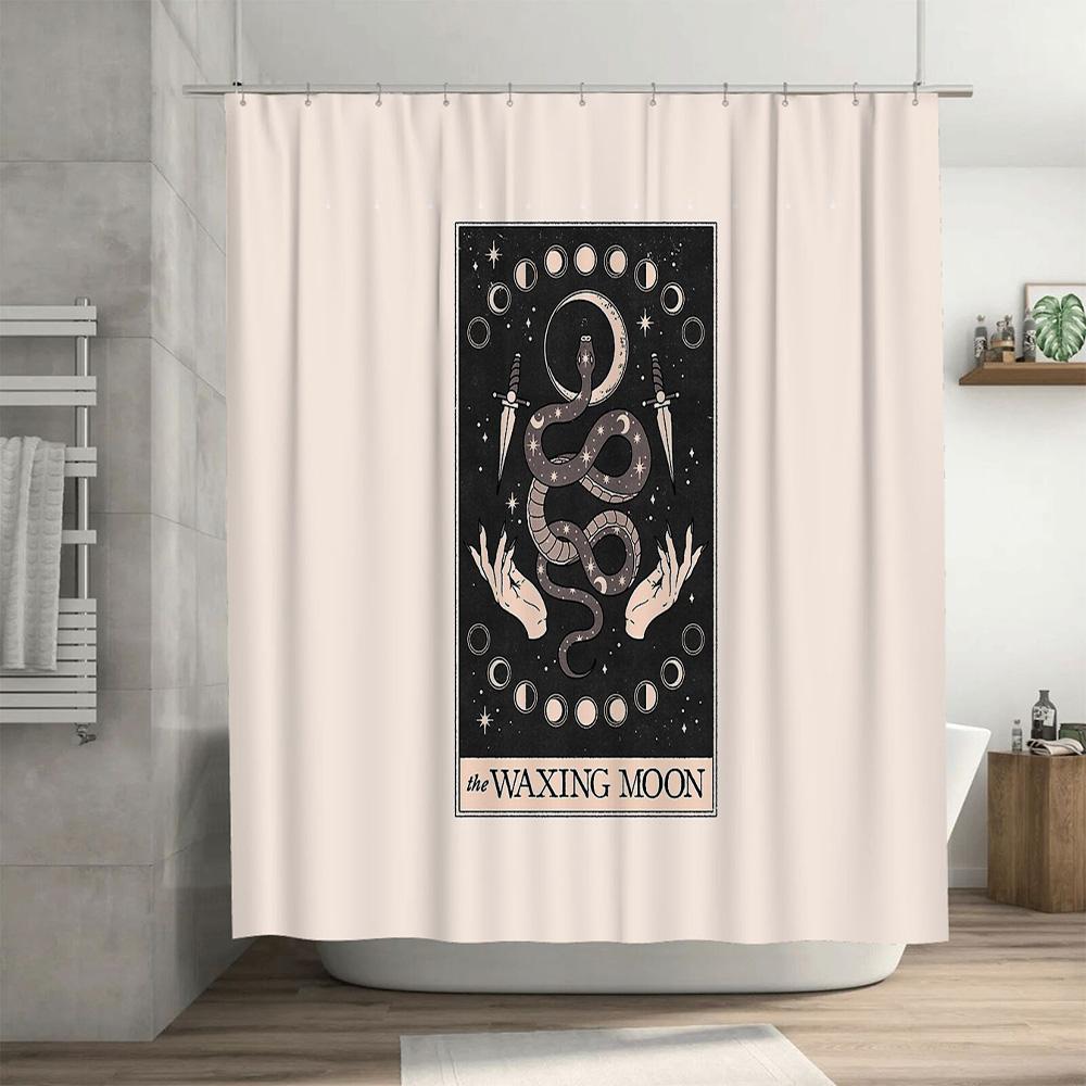 Mystic Serpent Hands Bath Curtain Gothic Witchcraft Decor Moon Phases Ritual Home Shower Curtains Dark Academia Aesthetic