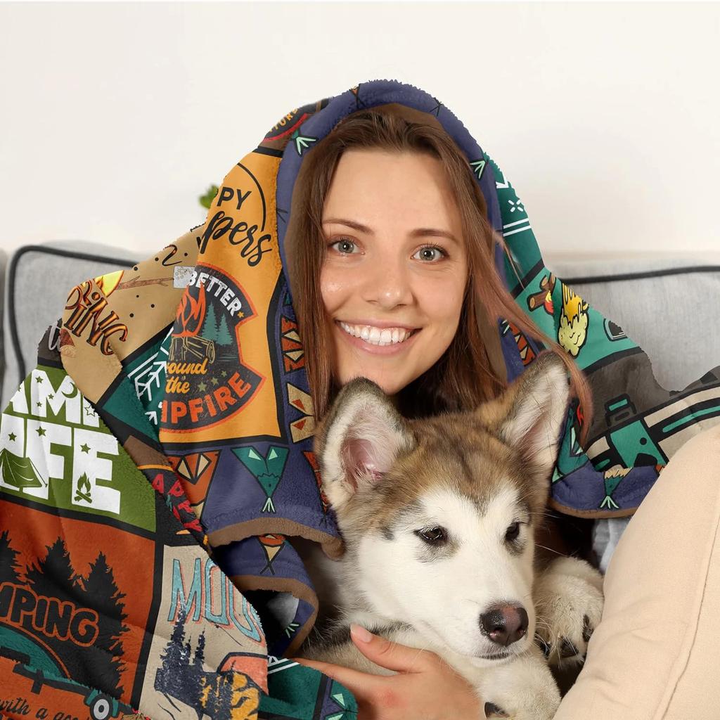 Camping blanket for camping enthusiasts, creative gifts for men or women, gifts for outdoor campers, holiday birthday gifts