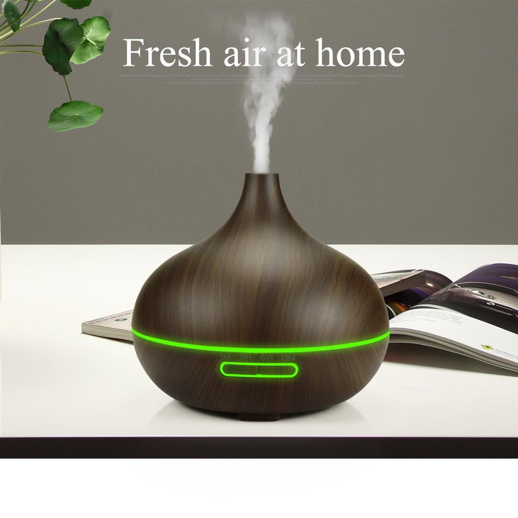 Seven-Color Ultrasonic Wood Grain 300ML Aroma Humidifier for Home, Office, or Bedroom