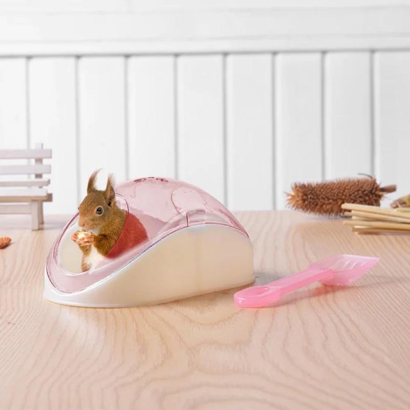 Niedliches Hamsterbadezimmer, kreativer Hamstersandbadezimmer-Sandbadbehälter mit Schaufel, Haustier-Reinigungsmittel