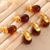 Women's Water Drop Brown Resin Stud Earrings Stainless Steel Gold Plated Waterproof Earring For Women Girls Teardrop Ear Cuffs