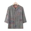YUZHAOLIN Women's Spring Autumn Casual 3/4 Sleeve Stand Collar Shirt