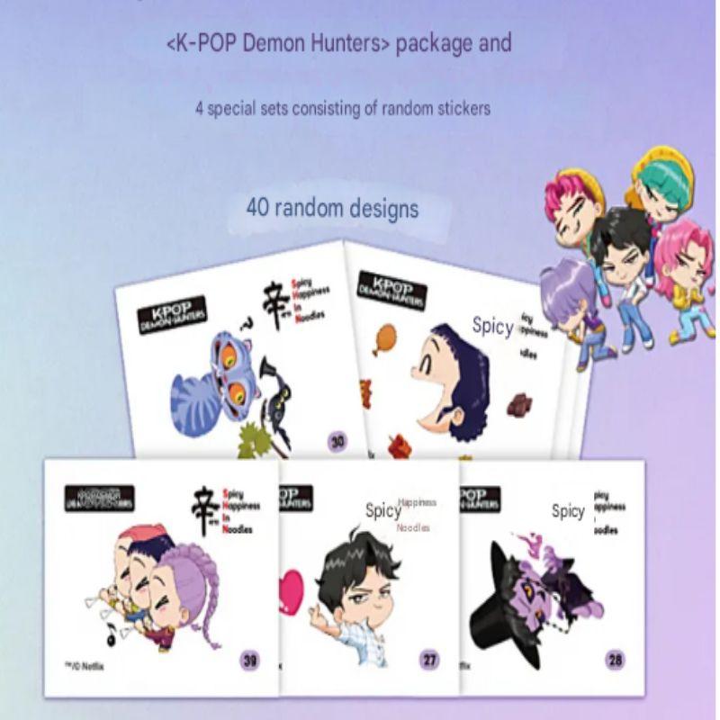 K-Pop Dämonenjäger Sticker Geschenkset – Nongshim Garnelen Cracker & Shin Ramyun Große Tasse Nudeln (Zufälliger Sticker enthalten)