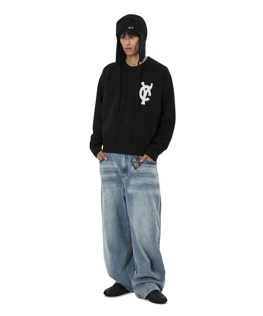 Opeunyadeu(Owai) Wavy Logo Knit - Black