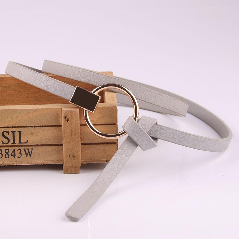 New Style Korean Women's Belt with Sweater Dress Decorative Tiny Leather Belt Versatile Women's Round Buckle Leather Belt