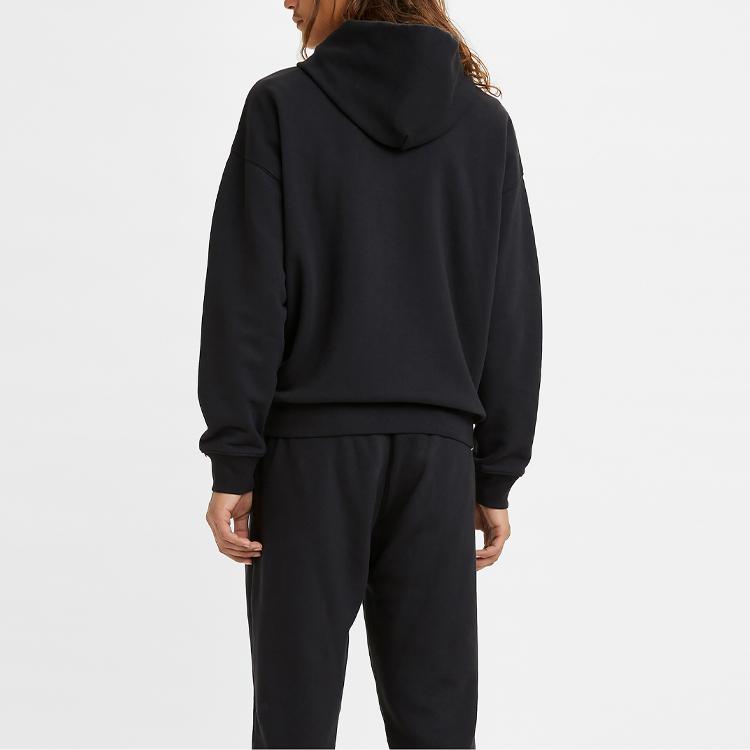 Levis Embroidered Pattern Pullover Solid Color Hoodie Men Hoodies Black A0747-0006