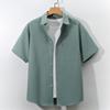 Camicia Estiva da Uomo Traspirante a Maniche Corte Taglia Larga Collo Casual Manica Corta Ufficio Manica Corta