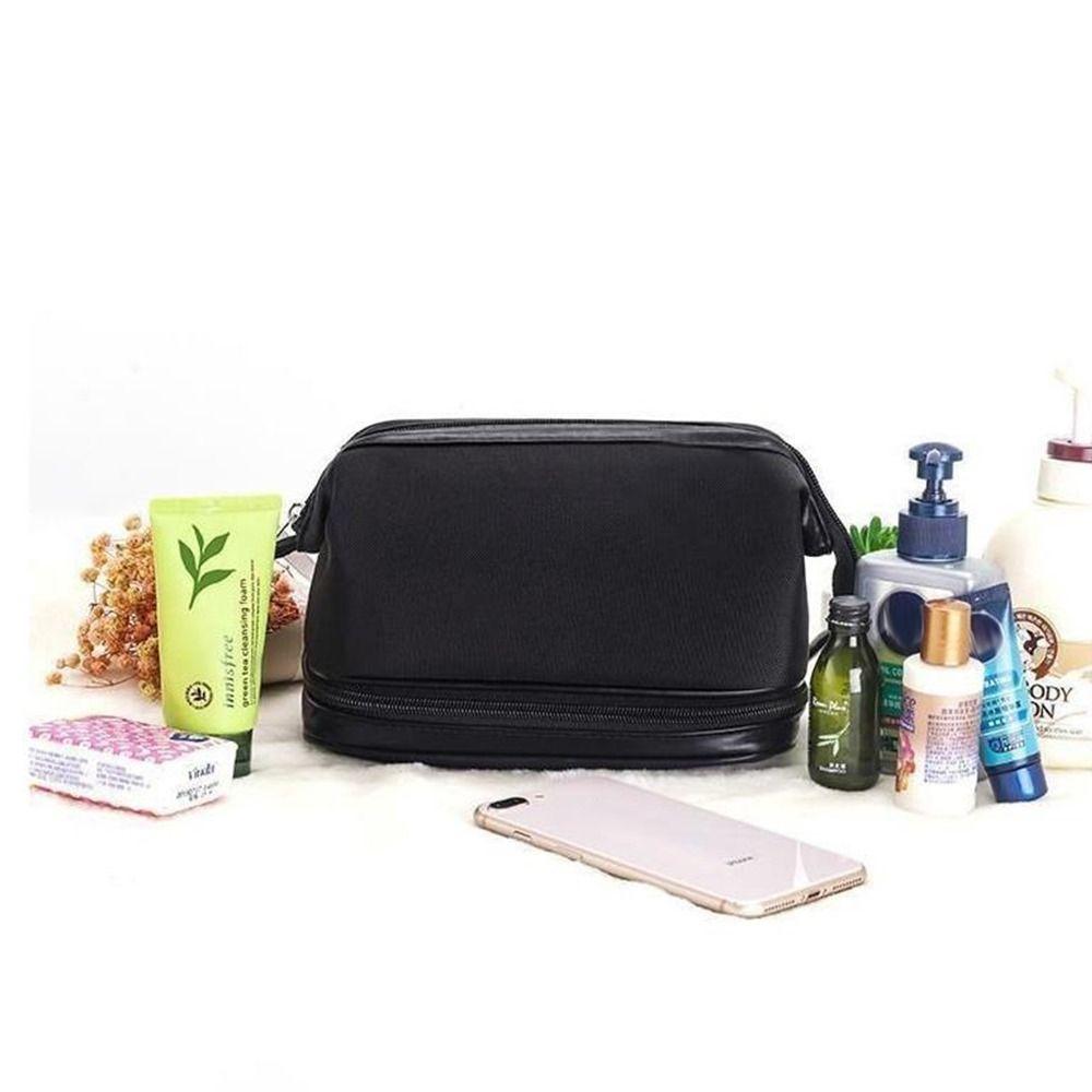 Korean Nylon PU Cosmetics Organizer Handbag Waterproof Portable Mens Toiletry Bag Black Beauty Wash Pouch Women Man