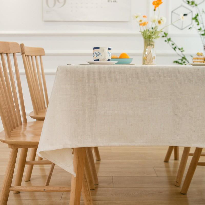 Solid Color Cotton Linen Tablecloth Waterproof Oil Resistant Modern Minimalist Dining Table Cover Kitchen Cafe