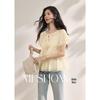 Women's Chiffon Lace Ruffle Round Neck Top