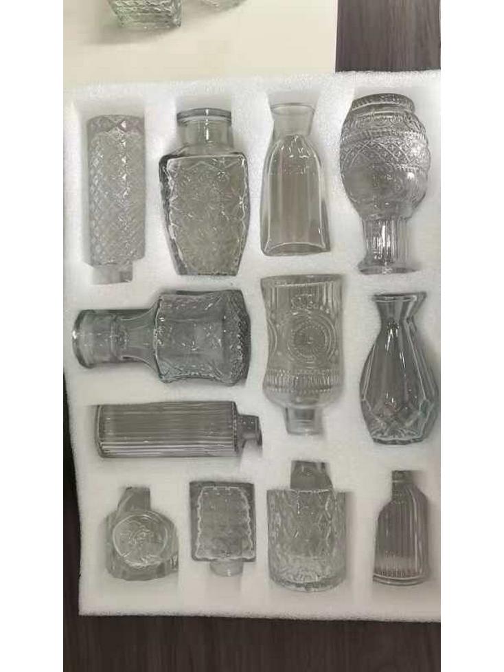 High-End Retro Glass Vase Set: Floor-Standing Transparent Ornaments In Soft Ins Style