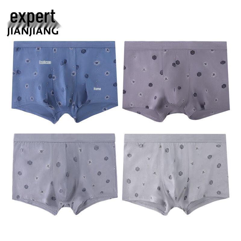 Jianjiang Men's Printed Anti-bacterial Cotton Boxer Briefs 2-Pack
