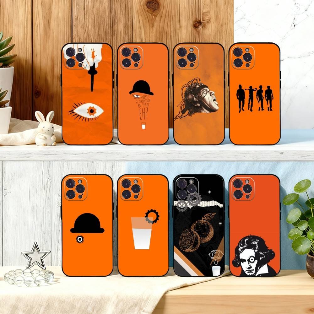 A C-Clockwork O-Orange Phone Case For iPhone17,16,15,14,13,12Plus,Pro Max,XS,5G Soft Silicone Black Cover