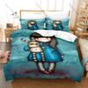 Anime G-Gorjuss Gótica Linda Chica Vintage Arte Ilustrado Ropa de Cama para Niños 3 Piezas Funda de Edredón + 2 Fundas de Almohada Decoración del Hogar